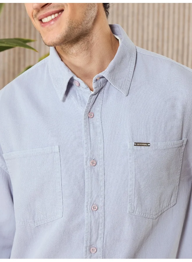 Beyoung Lavender Mist Over Dyed Shirt for Men