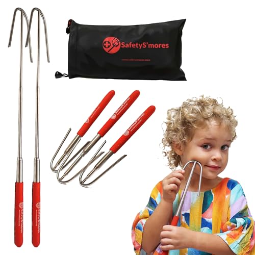 HIGHERHUMAN Safety S’mores – Safest Smores Roasting Stick – Kid Friendly Campfires Skewers for Roasting Marshmallows and Hotdogs (4) - Image 1