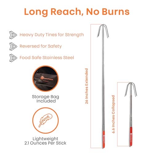HIGHERHUMAN Safety S’mores – Safest Smores Roasting Stick – Kid Friendly Campfires Skewers for Roasting Marshmallows and Hotdogs (4) - Image 4
