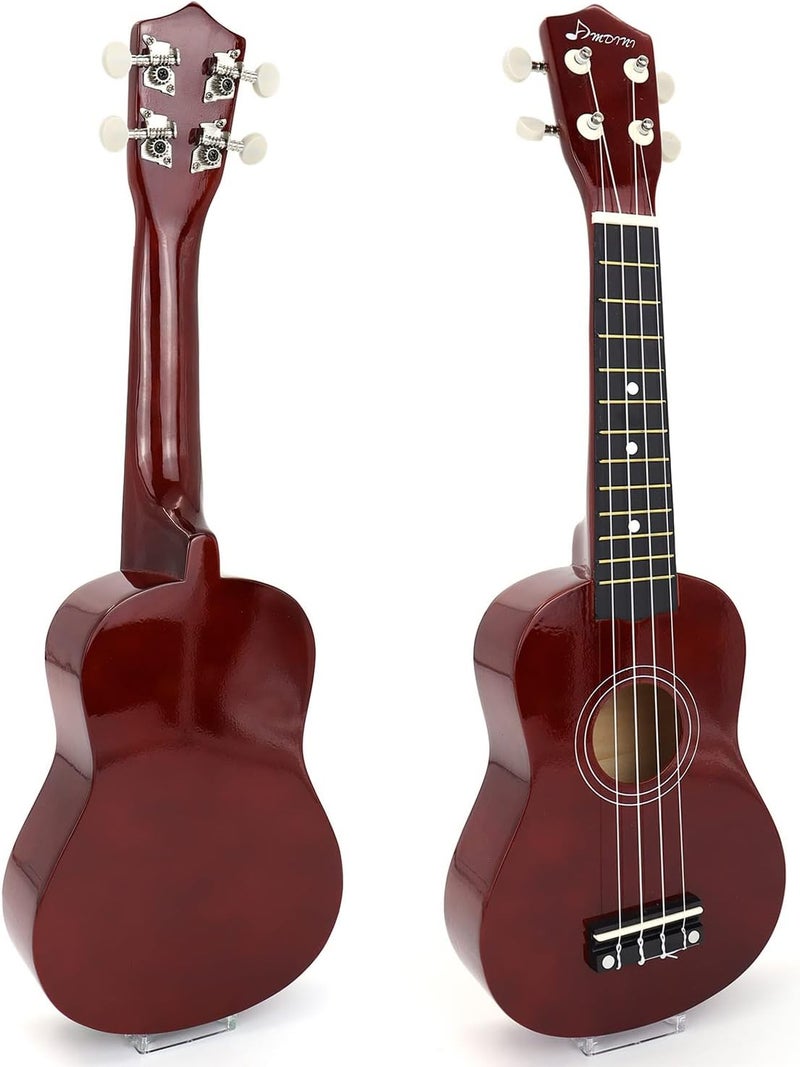 Amdini 21 Inch Ukulele for Beginners Basswood Soprano Ukelele Kit for Kids Adult Student Starter Mini Guitar Ukalelee Pack Bundle with Book Gig Bag Tuner Strap Picks Nylon Strings (Deep Brown) - Image 3