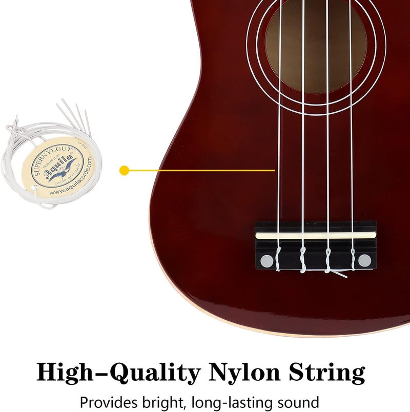 Amdini 21 Inch Ukulele for Beginners Basswood Soprano Ukelele Kit for Kids Adult Student Starter Mini Guitar Ukalelee Pack Bundle with Book Gig Bag Tuner Strap Picks Nylon Strings (Deep Brown) - Image 4