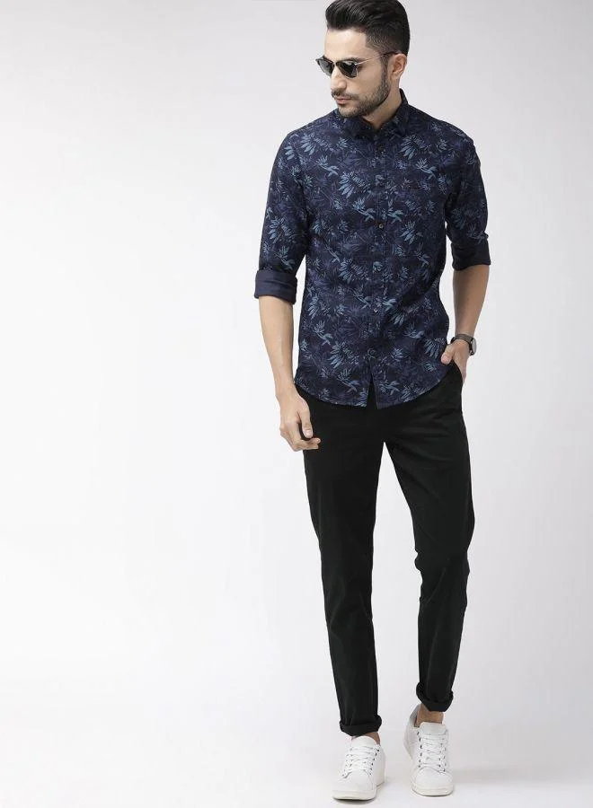 ذا انديان كراج كو Men Slim Fit Abstract Printed Full Sleeves Cutaway Collar Casual Shirt