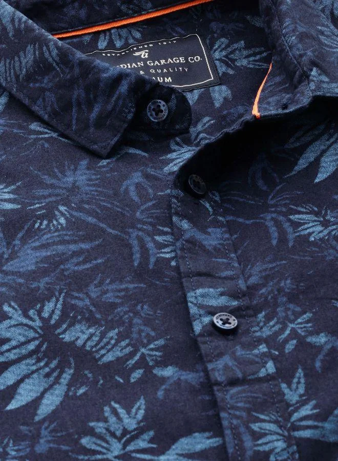 ذا انديان كراج كو Men Slim Fit Abstract Printed Full Sleeves Cutaway Collar Casual Shirt