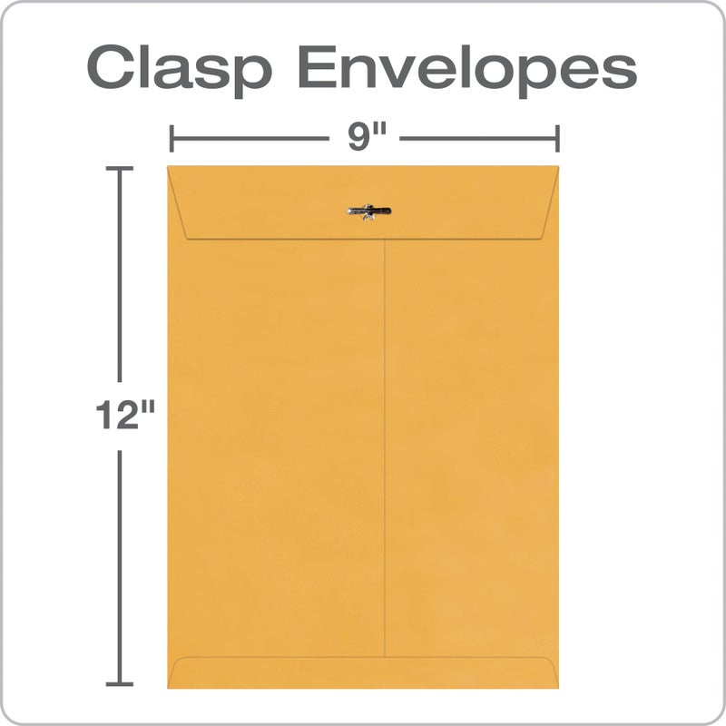Quality Park 9 x 12 Clasp Envelopes with Deeply Gummed Flaps, Great for Filing, Storing or Mailing Documents, 28 lb Brown Kraft, 100 per Box (QUA37890) - Image 3