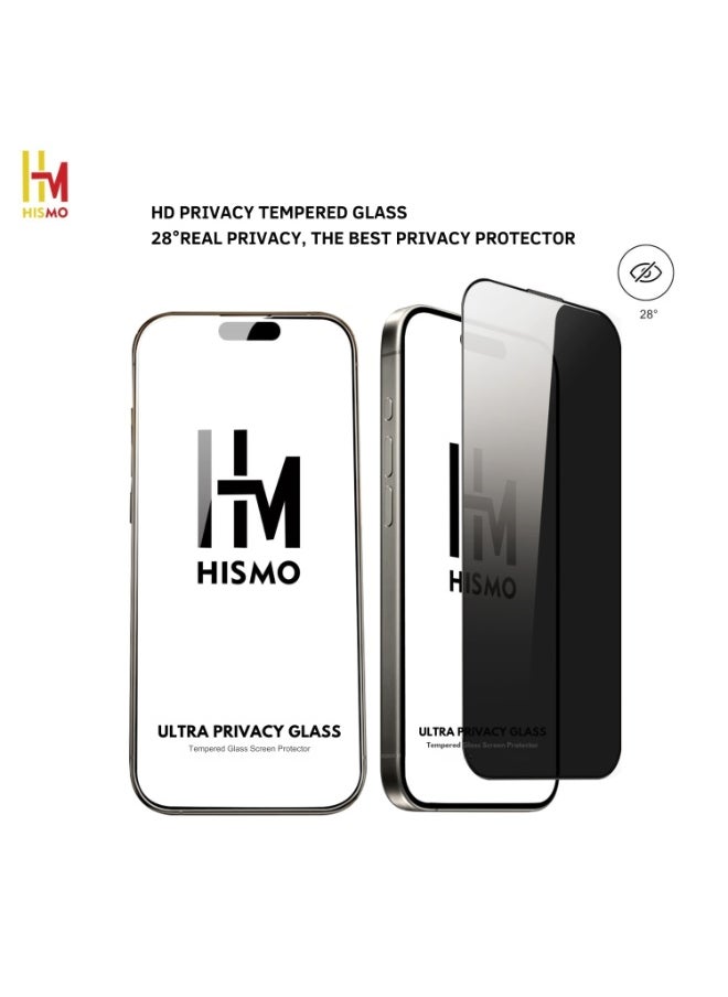 Ultra Privacy Screen Protector【iPhone 16 Pro Max】HD Clarity, 9H Tempered Glass, Anti-Scratch, Anti-Fingerprint, Bubble-Free Easy Installation, Full Edge Coverage, Tested for Extreme Durability