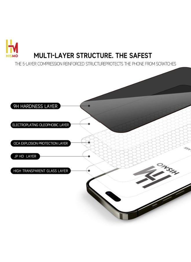 Ultra Privacy Screen Protector【iPhone 16 Pro Max】HD Clarity, 9H Tempered Glass, Anti-Scratch, Anti-Fingerprint, Bubble-Free Easy Installation, Full Edge Coverage, Tested for Extreme Durability