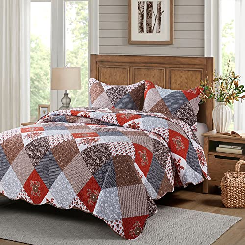 Travan Floral Printed Quilt Sets 3-Piece Super Soft Lightweight King Size Bedspread with Shams Reversible Quilted Bedding Set, King - Image 2