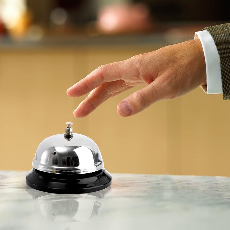 Fasmov 6 Pack 3.4 Inch Diameter Call Bells, Chrome Finish Customer Service Bell, Desk Bell Service Bell for Hotels, Schools, Hospitals, Customer Service, Warehouses - Image 4