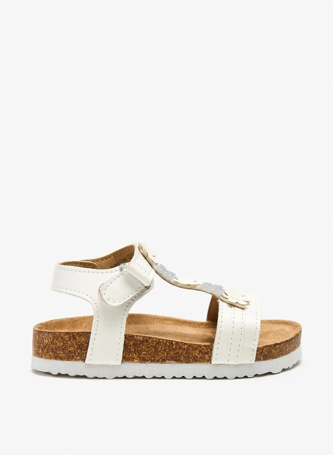 Flora Bella By Shoexpress Applique Detail Sandals with Hook and Loop Closure