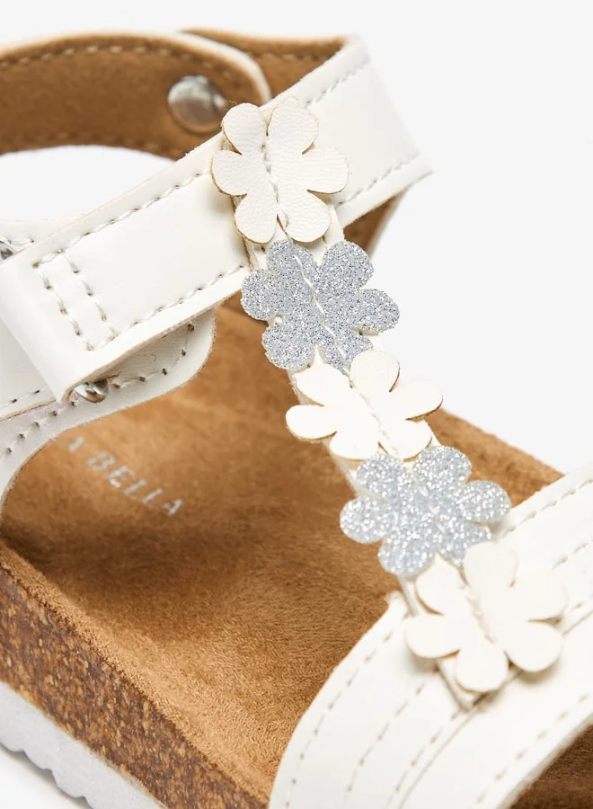 Flora Bella By Shoexpress Applique Detail Sandals with Hook and Loop Closure