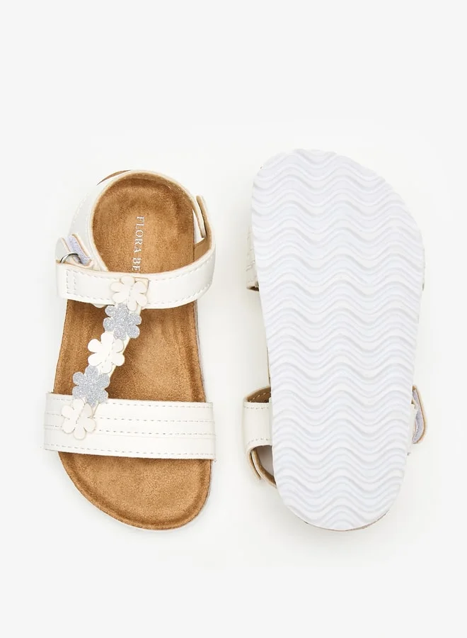 Flora Bella By Shoexpress Applique Detail Sandals with Hook and Loop Closure