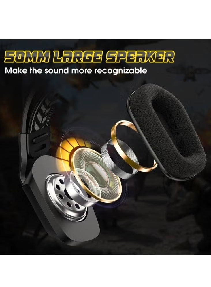 أونيكوما Colorful Lighting Wired Gaming Headset with Microphone – 2.2m Cable Length – High-Quality Stereo Sound for Gaming, Streaming  Communication – Comfortable  Durable Design – Black Gaming Headset with LED Lights - Image 4