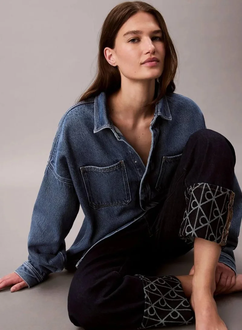 Calvin Klein Jeans CK INDIGO JACQUARD Relaxed Jeans for Women | Best Price UAE