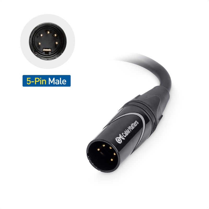 Cable Matters 2-Pack 5 Pin to 3 Pin DMX Lighting Cable 6 Inches (5-Pin Male to 3-Pin Female XLR Cable, 3 Pin to 5 Pin DMX Adapter Cable) in Black - Image 3