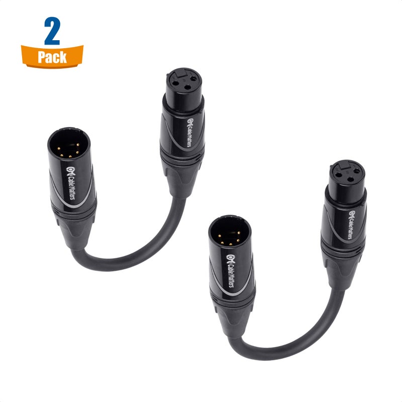 Cable Matters 2-Pack 5 Pin to 3 Pin DMX Lighting Cable 6 Inches (5-Pin Male to 3-Pin Female XLR Cable, 3 Pin to 5 Pin DMX Adapter Cable) in Black - Image 5