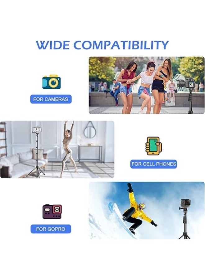 67" Extendable Phone Tripod & Selfie Stick – Wireless Remote Tripod Stand with Phone Holder for iPhone, Android, and Camera - Image 4
