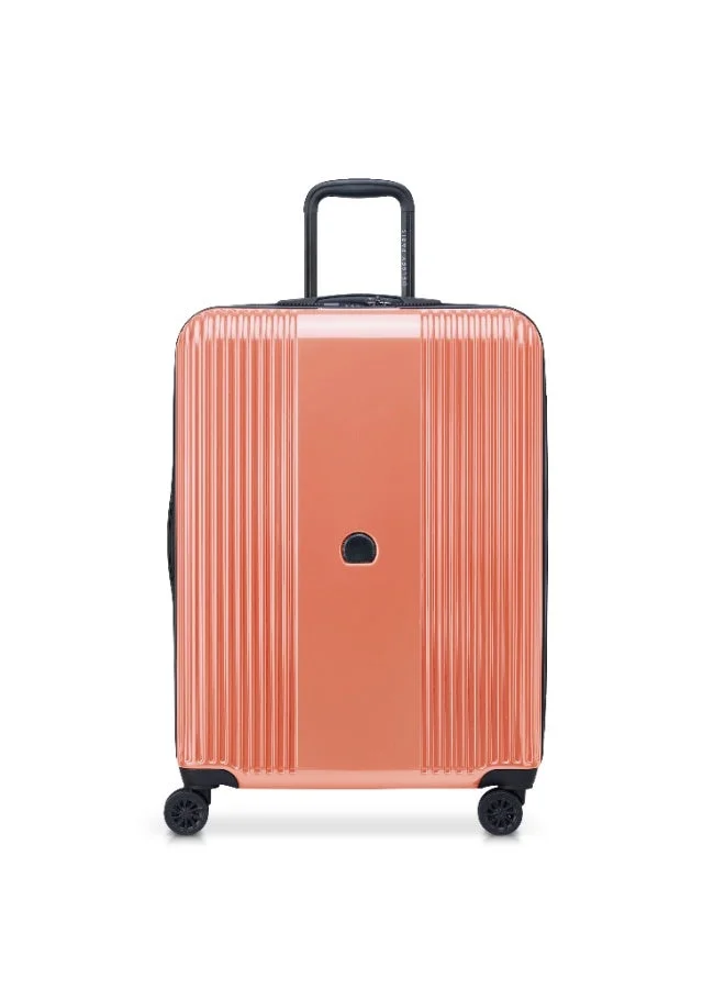Delsey Ophelie Hardcase Expendable Double Wheel Luggage Trolley Suitcase 82cm Coral Pink