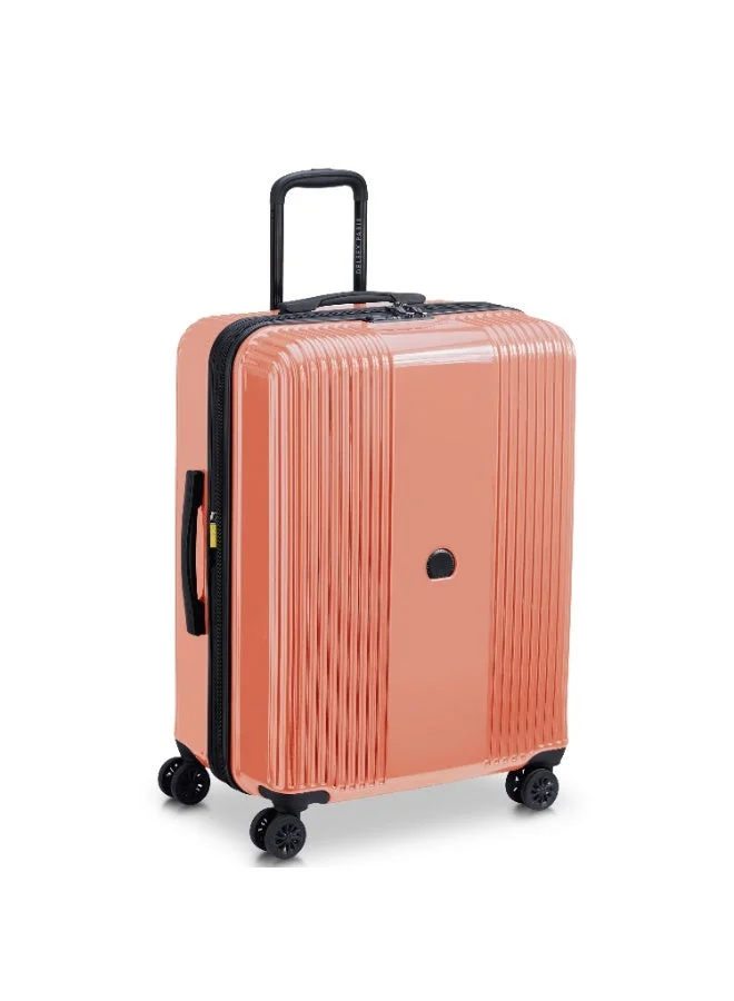 Delsey Ophelie Hardcase Expendable Double Wheel Luggage Trolley Suitcase 82cm Coral Pink