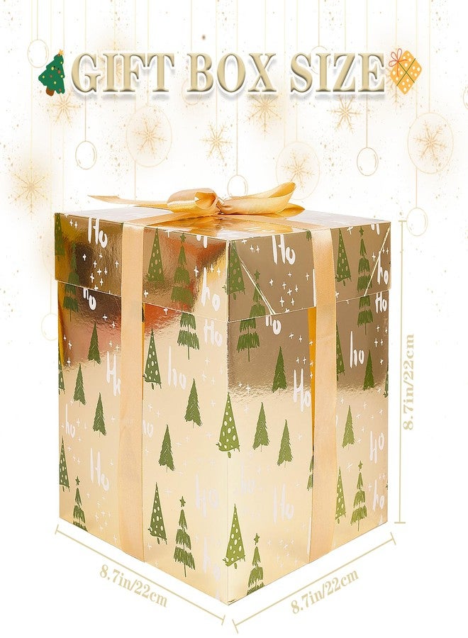 JWSCYSY صناديق هدايا عيد الميلاد من JWSCYSY بتصاميم متنوعة مع أغطية وأوراق تغليف وشرائط، صناديق هدايا مربعة متوسطة - 4 قطع (8.7 بوصة)، تغليف هدايا عيد الميلاد ورأس السنة الجديدة وصناديق هدايا الحفلات. - Image 2