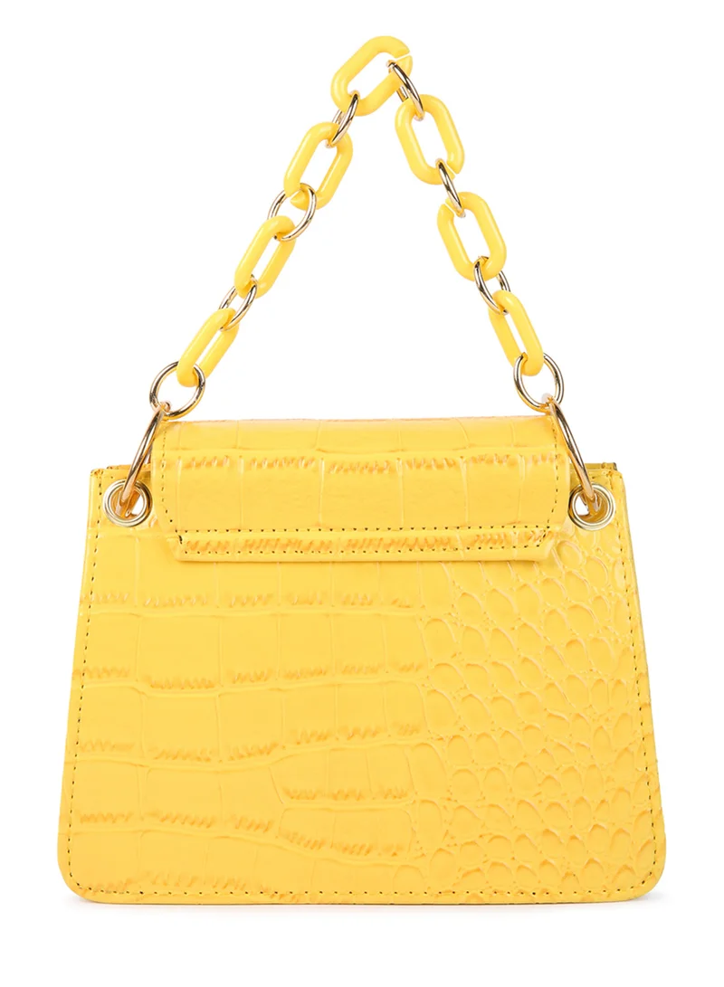 London Rag Mustard Croc Pattern Crossbody Sling Bag