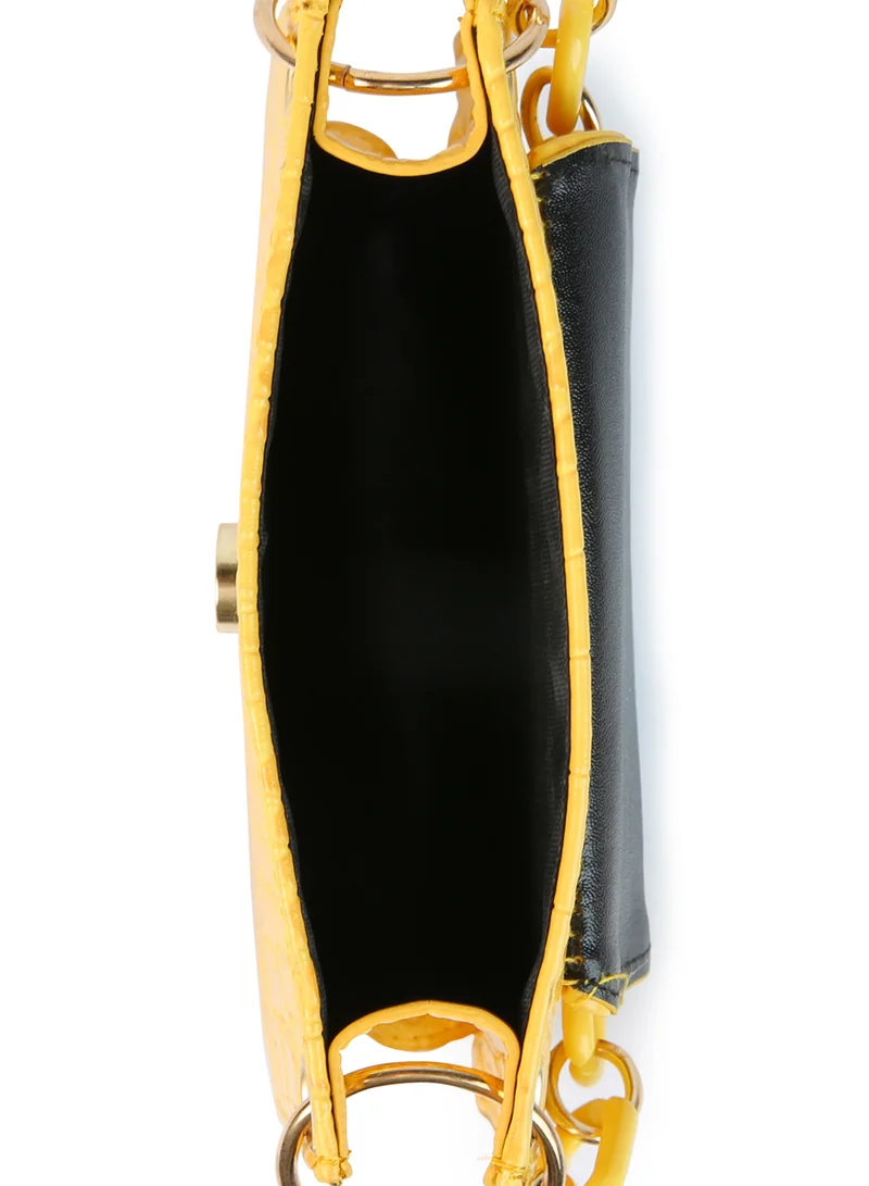 London Rag Mustard Croc Pattern Crossbody Sling Bag