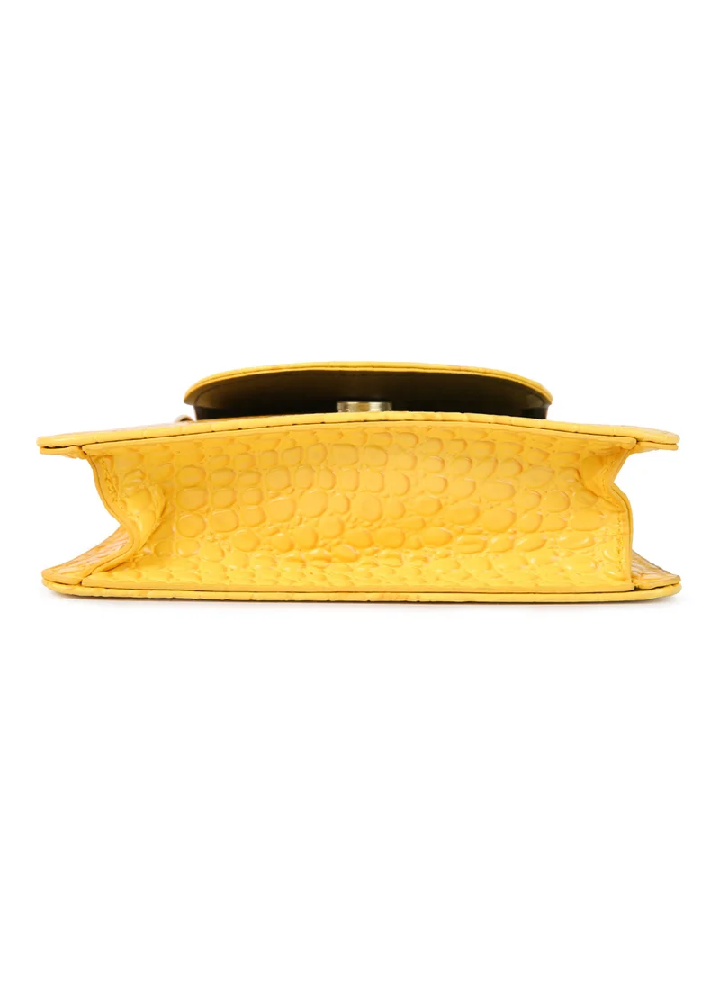 London Rag Mustard Croc Pattern Crossbody Sling Bag