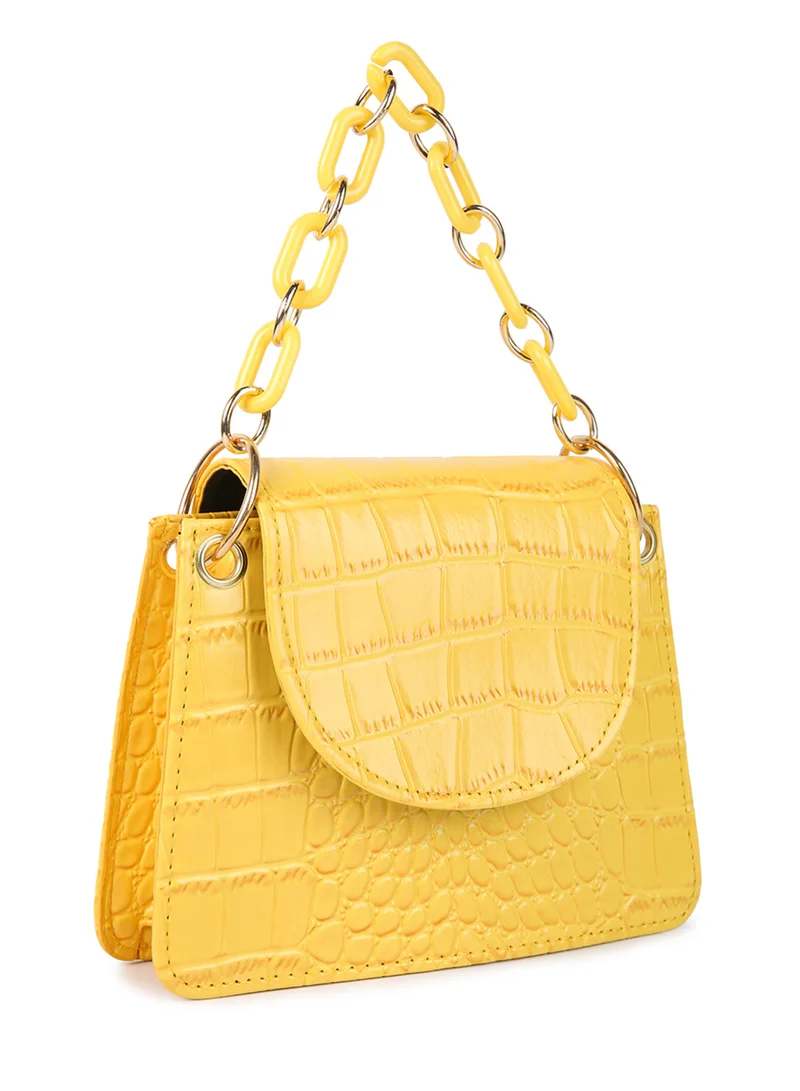 London Rag Mustard Croc Pattern Crossbody Sling Bag