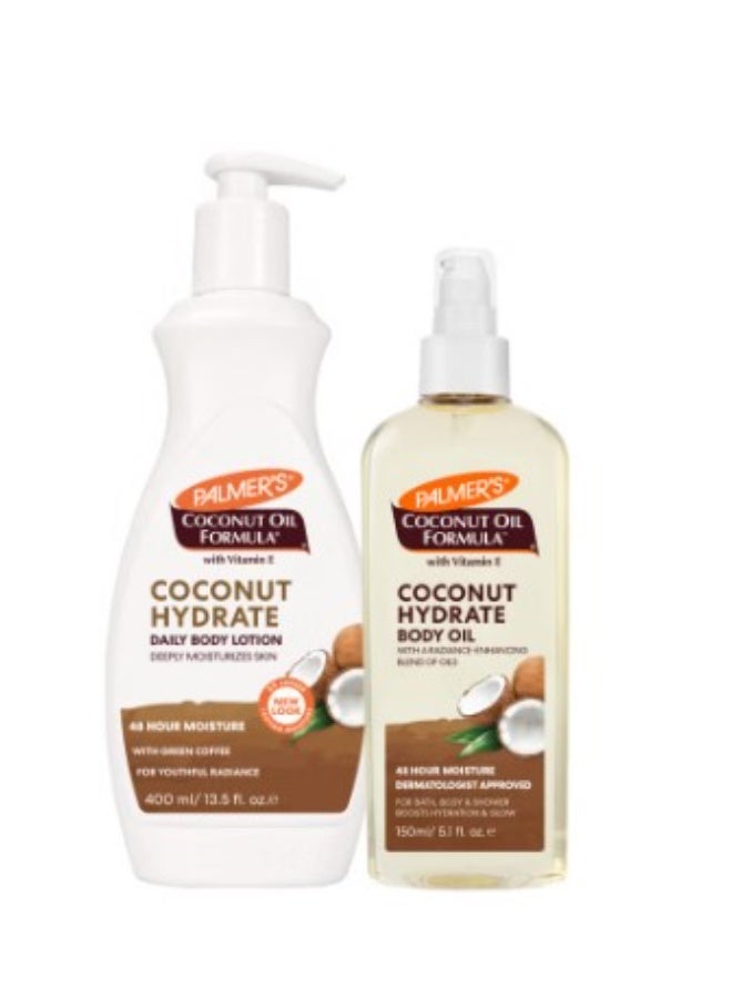 مجموعة العناية بالبشرة من بالميرز – لوشن جسم بزيت جوز الهند 13.5 أونصة + زيت للجسم 5.1 أونصة