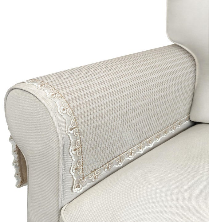 COUCH ARM COVER 1PC VELVETCOUCH COVER SOFA ARM COVERS NONSLIP LACE ARMREST COVERS HEADRESTBACKREST COVER SEAT COVER SLIPCOVERS FOR PETS ARMCHAIR LOVESEAT RECLINER FURNITURE2828 BEIGE