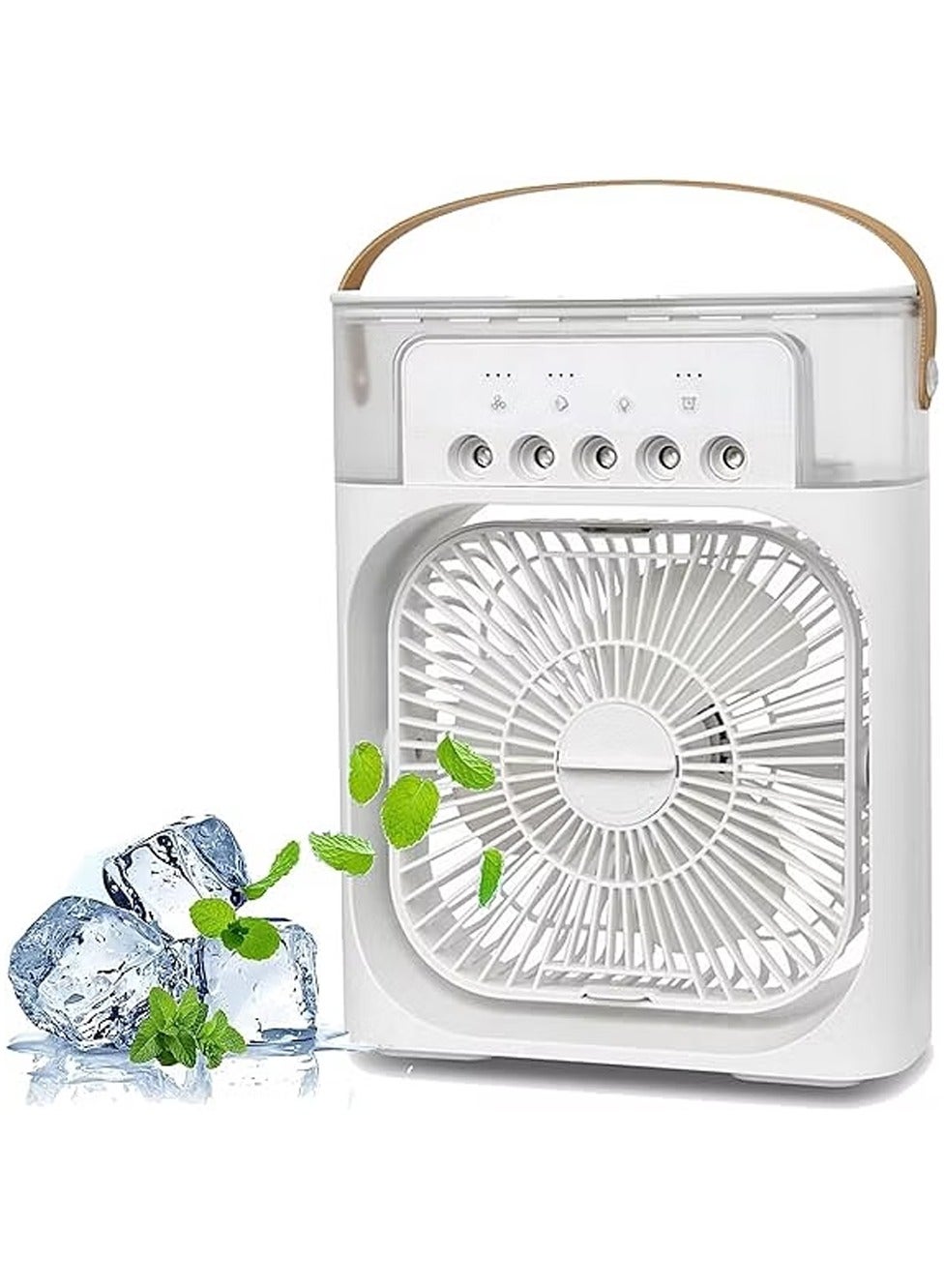 Portable Air Conditioner Fan Mini Evaporative Air Cooler With 7 Colors LED Light 3 Wind Speeds And 3 Spray Modes For Your Desk Nightstand, Or Coffee Table