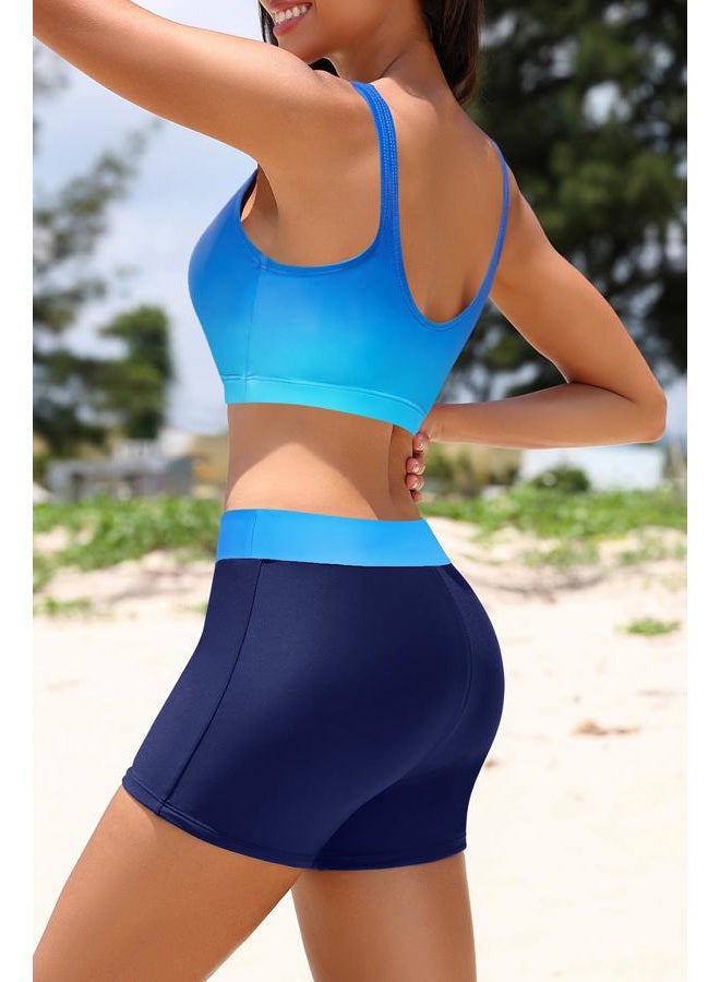 Holipick Long Sleeve Swimsuits for Women - 3 Piece Rash Guard with Shorts Zipper SPF Swim Shirt with Built in Bra - Image 3