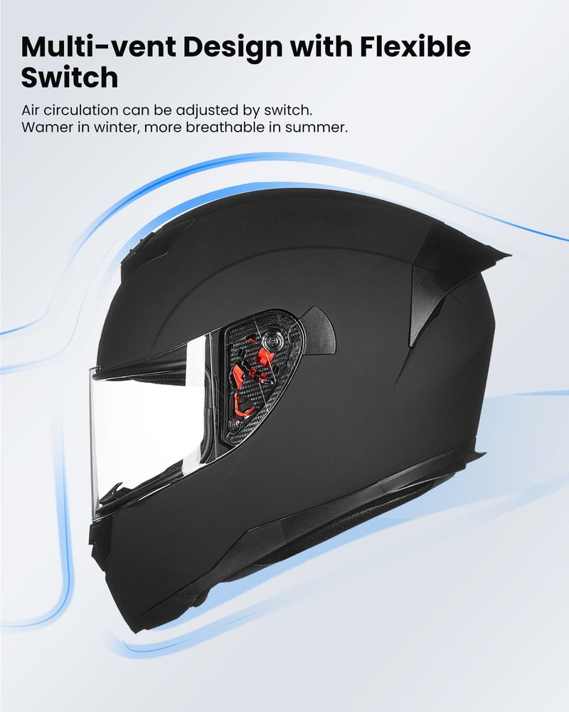 ILM Full Face Motorcycle Helmet for Motocross Street Bike DOT Certified 2 Visors Model-317(Matte Black, M) - Image 4