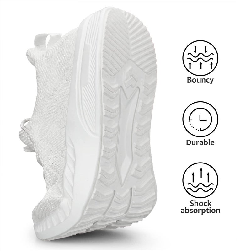 Feethit Womens Tennis Shoes Running Walking Sneakers Lightweight Gym Shoes for Workout Work Travel Athletic White Size 7.5 - Image 4