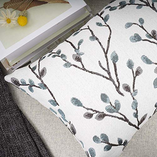 YOUR SMILE Classical Embroidery Jacquard Farmhouse Oblong Rectangle Chenille Teal Leaf Decorative Throw Pillow Case,12x20 inch - Image 4