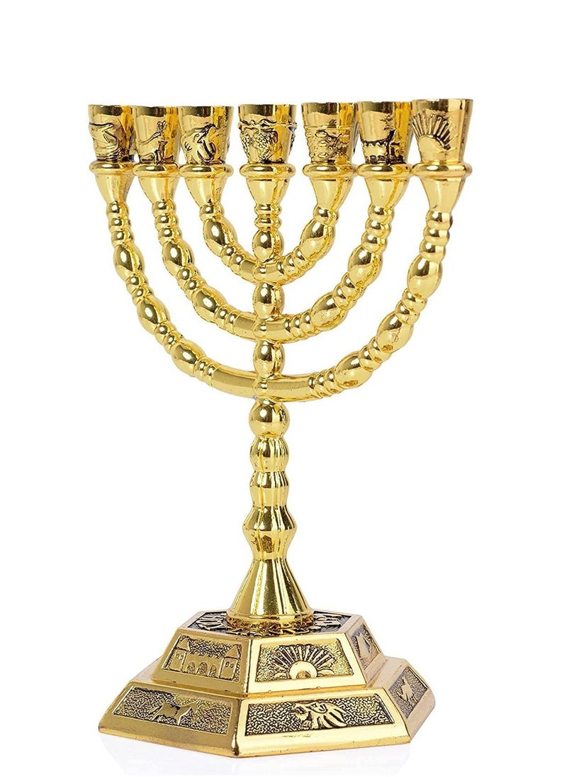 BRTAGG 12 Tribes of Menorah, 7 Branch Candle Holder (5 Inches, Gold) - pzsku/Z303828F231012D15C6F3Z/45/_/1687375134/621daab7-1510-4c41-97a1-d06ece063990