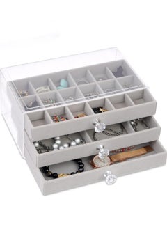 【Gray】3-Layer Jewelry Organizer Box For Women,Clear Acrylic Jewelry Box 3 Drawers,Velvet Earring Display Holder For Earrings Ring Bracelet Necklace - pzsku/Z30383ED69B285B765E15Z/45/1741397391/47daf4c8-4beb-4afd-865b-57df0670ef82