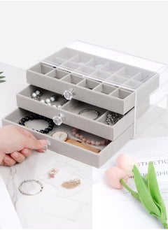 【Gray】3-Layer Jewelry Organizer Box For Women,Clear Acrylic Jewelry Box 3 Drawers,Velvet Earring Display Holder For Earrings Ring Bracelet Necklace - pzsku/Z30383ED69B285B765E15Z/45/1741397472/220a974a-085d-4778-876a-8bb4c001e826