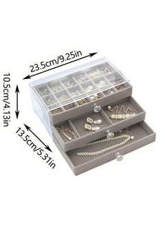 【Gray】3-Layer Jewelry Organizer Box For Women,Clear Acrylic Jewelry Box 3 Drawers,Velvet Earring Display Holder For Earrings Ring Bracelet Necklace - pzsku/Z30383ED69B285B765E15Z/45/1741397472/b9d79cc9-68d7-477f-b3bf-a7fc9c385e05