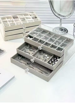 【Gray】3-Layer Jewelry Organizer Box For Women,Clear Acrylic Jewelry Box 3 Drawers,Velvet Earring Display Holder For Earrings Ring Bracelet Necklace - pzsku/Z30383ED69B285B765E15Z/45/1741397472/f4dc5218-8bfe-4d72-8ed8-d6334b171f1f