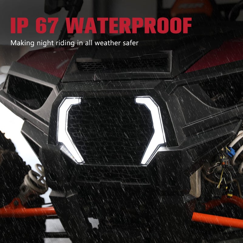 A & UTV PRO مجموعة أضواء أكسنت أمامية A & UTV PRO، ضوء مميز مع إشارة LED صفراء لسيارات 2014-2018 بولاريس RZR XP 4 1000، 2015-2020 RZR 900 XC 900S، ملحقات قانونية على الطريق، توصيل وتشغيل، 2 قطعة - Image 4