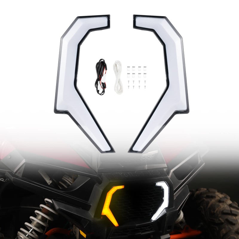 A & UTV PRO مجموعة أضواء أكسنت أمامية A & UTV PRO، ضوء مميز مع إشارة LED صفراء لسيارات 2014-2018 بولاريس RZR XP 4 1000، 2015-2020 RZR 900 XC 900S، ملحقات قانونية على الطريق، توصيل وتشغيل، 2 قطعة - Image 1