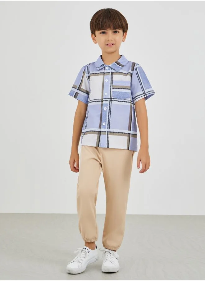 Styli Styli Checked Spread Collar Shirt and Trousers Set