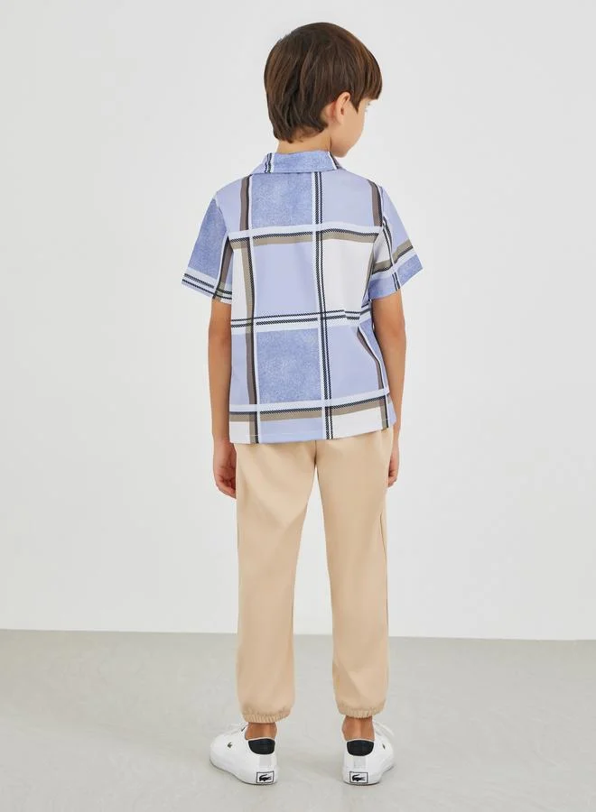 Styli Styli Checked Spread Collar Shirt and Trousers Set