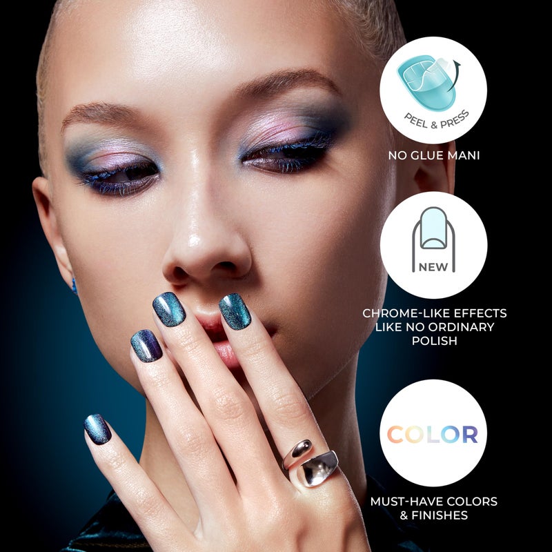 Impress KISS imPRESS No Glue Mani Press On Nails, Color FX, 'Starstruck', Beige, Short Size, Squoval Shape, Includes 30 Nails, Prep Pad, Instructions Sheet, 1 Manicure Stick, 1 Mini File - Image 3