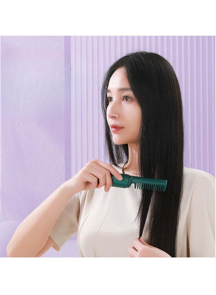 AROAQ Portable Wireless Hair Straightener for Travel, Rechargeable Mini Hair Straightener, Anti-Scald Straightener Curling Comb, Hot Comb Hair Straightener for Women, (Green) - Image 2