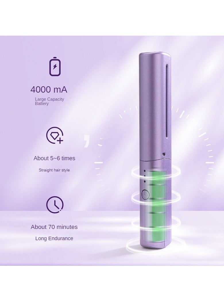 AROAQ Portable Wireless Hair Straightener for Travel, Rechargeable Mini Hair Straightener, Anti-Scald Straightener Curling Comb, Hot Comb Hair Straightener for Women, (Green) - Image 3