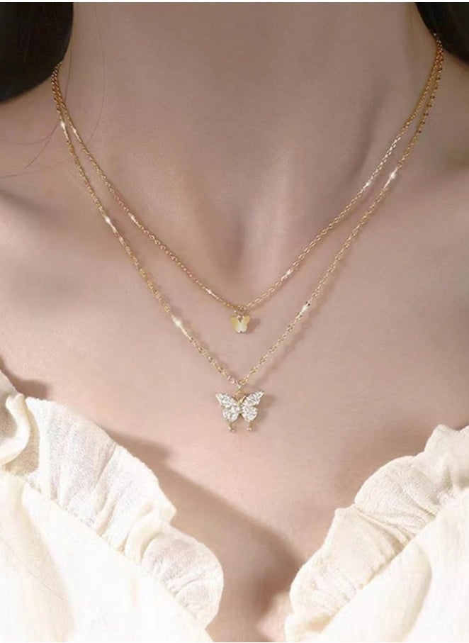 Generic - Unique and distinctive women necklace with butterfly design studded with shiny crystals modern accessory and beautiful gift - Image 1