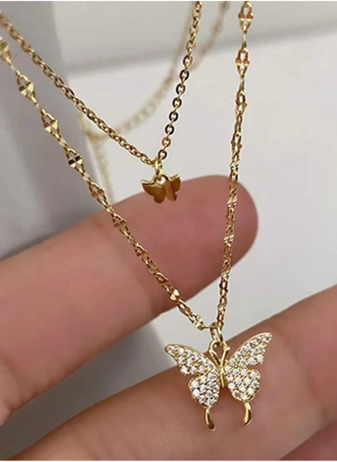 Generic - Unique and distinctive women necklace with butterfly design studded with shiny crystals modern accessory and beautiful gift - Image 1