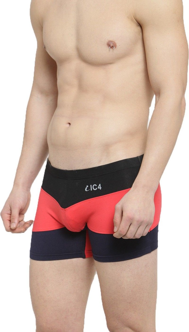 IC4 Store حزمة كومبو من شورتات الرجال تريكو - 2 قطعة - أسود/أحمر/كحلي & أبيض/كحلي/رمادي - Image 3