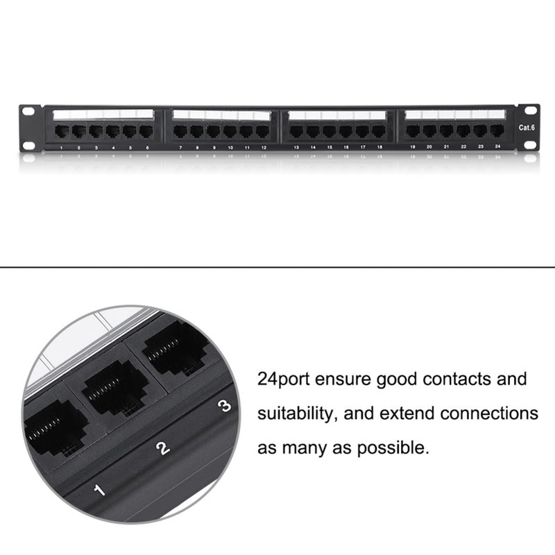 LAN Network Adapter CAT6 24 Port Patch Panel Rack Cable Wall Mounted Bracket Rack Tool - Image 3